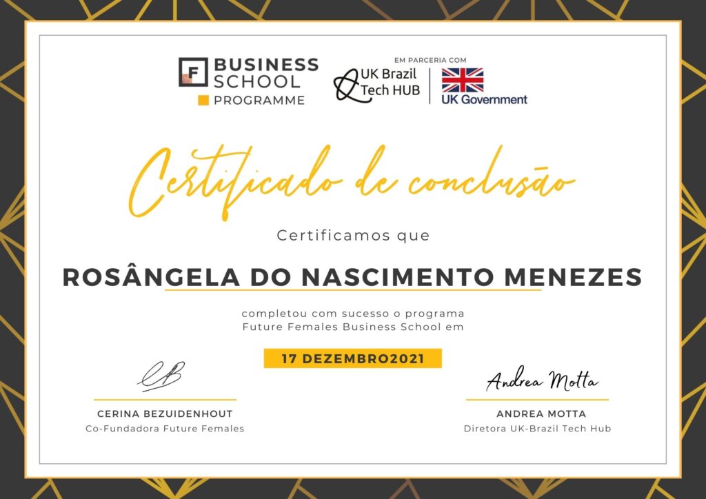 certificado do programa de aceleração future females